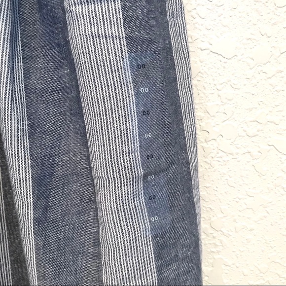 GAP High Rise Wide Leg Crop Pant Linen Blue Stripe - Picture 6 of 8